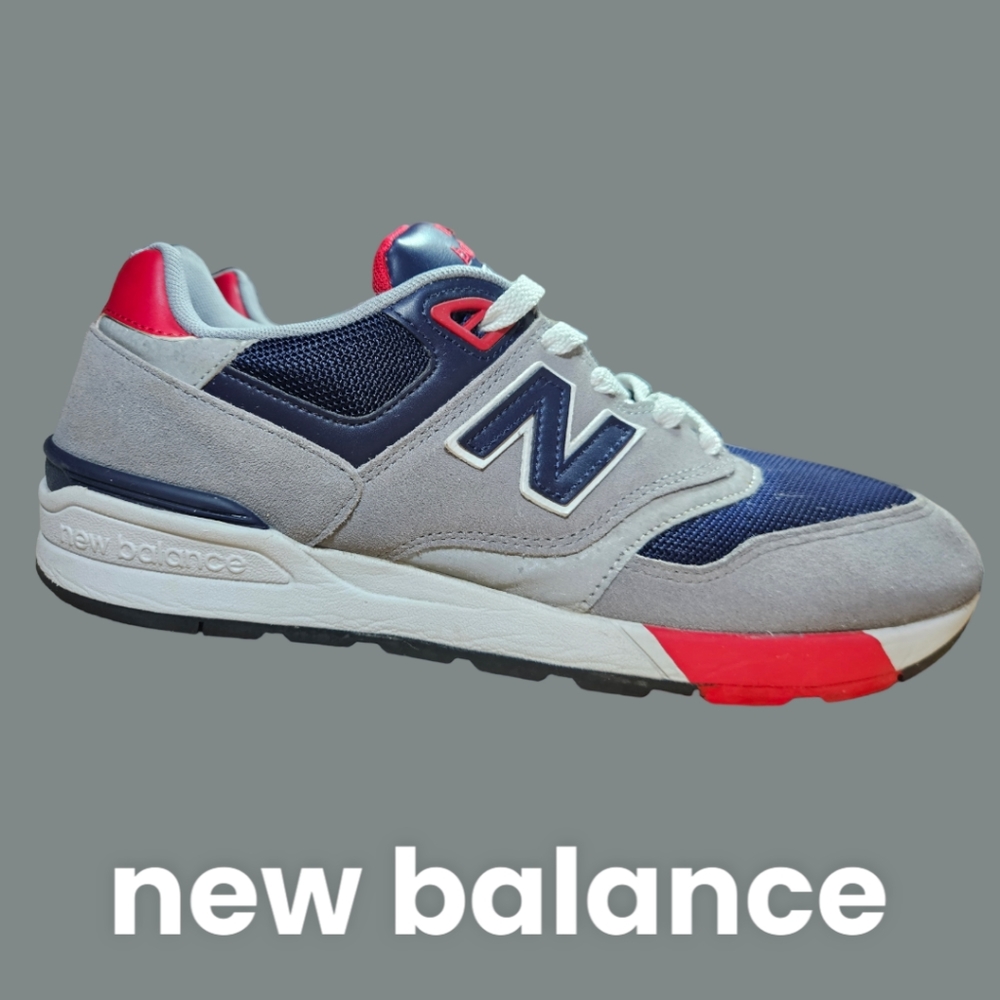 New Balance Men's Grey Navy Red Lifestyle Sneaker
